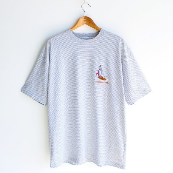 Vintage Other - Vintage Quebec Canada Embroidered Grey Striped Tee